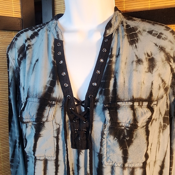 Rock & Republic Tops - Rock & Republic teal tie-dye blouse